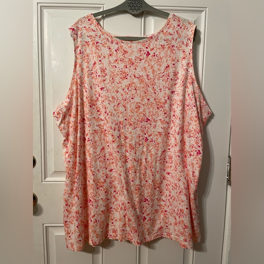 Croft & Barrow Floral Tank Top - Pink and Peach Plus Size 4X